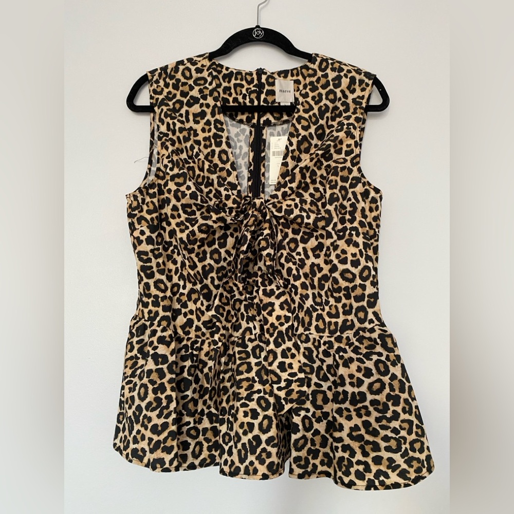 NWT Maeve leopard print peplum tank size L